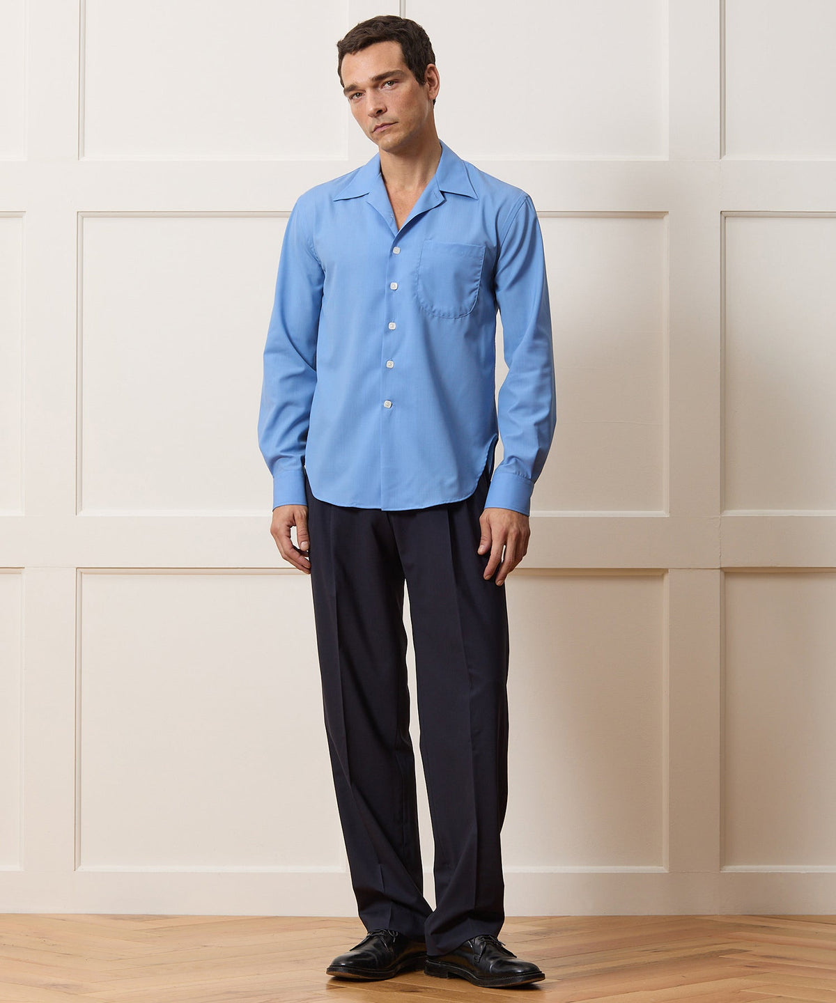 Todd Snyder Armando Cabral Long Sleeve Camp Collar Dress Shirt - Light Blue