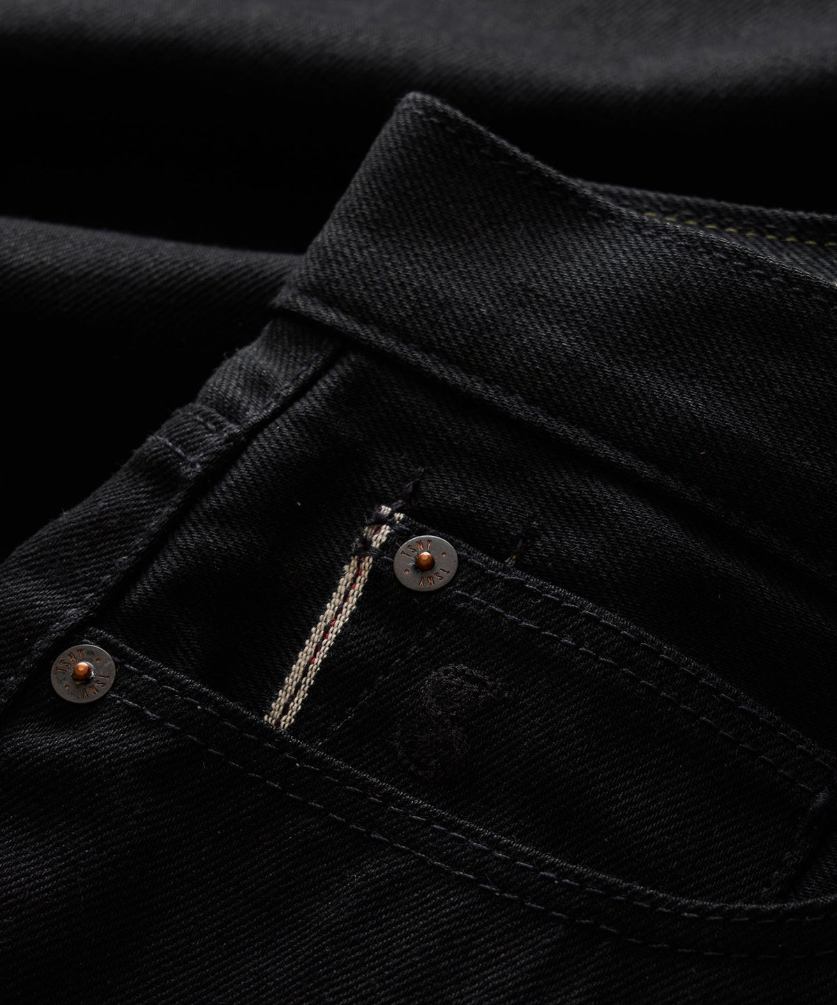 Todd Snyder Relaxed Rigid Selvedge Pleated Jean - Black