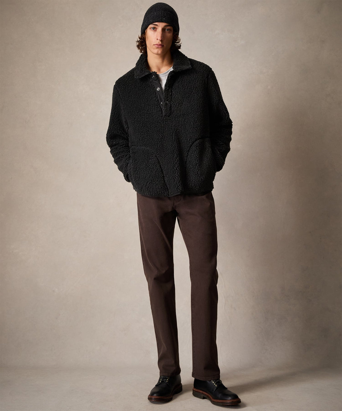 Todd Snyder Sherpa Snap Pullover - Charcoal