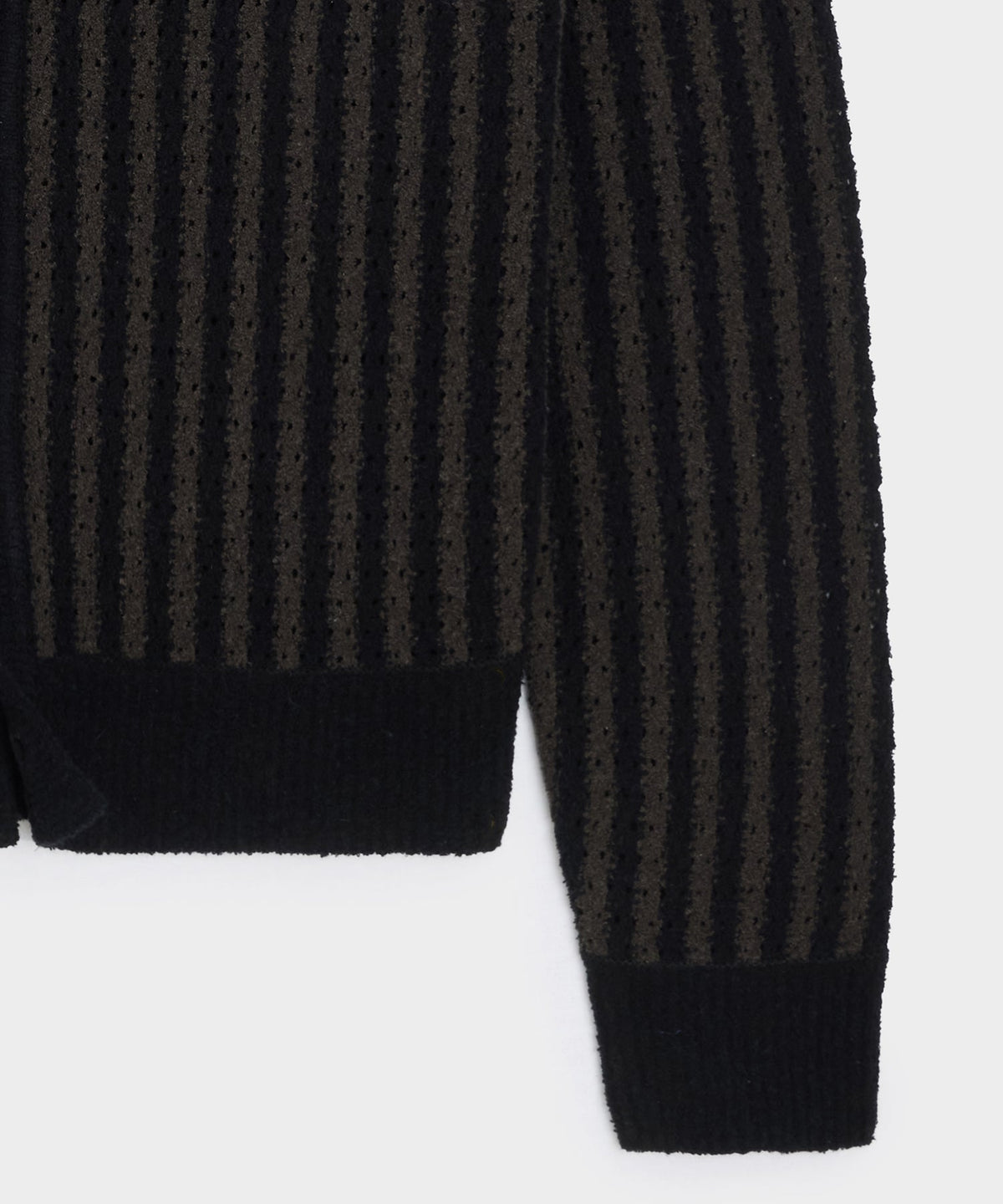 Todd Snyder Striped Boucle Sweater Polo - Dark Mocha