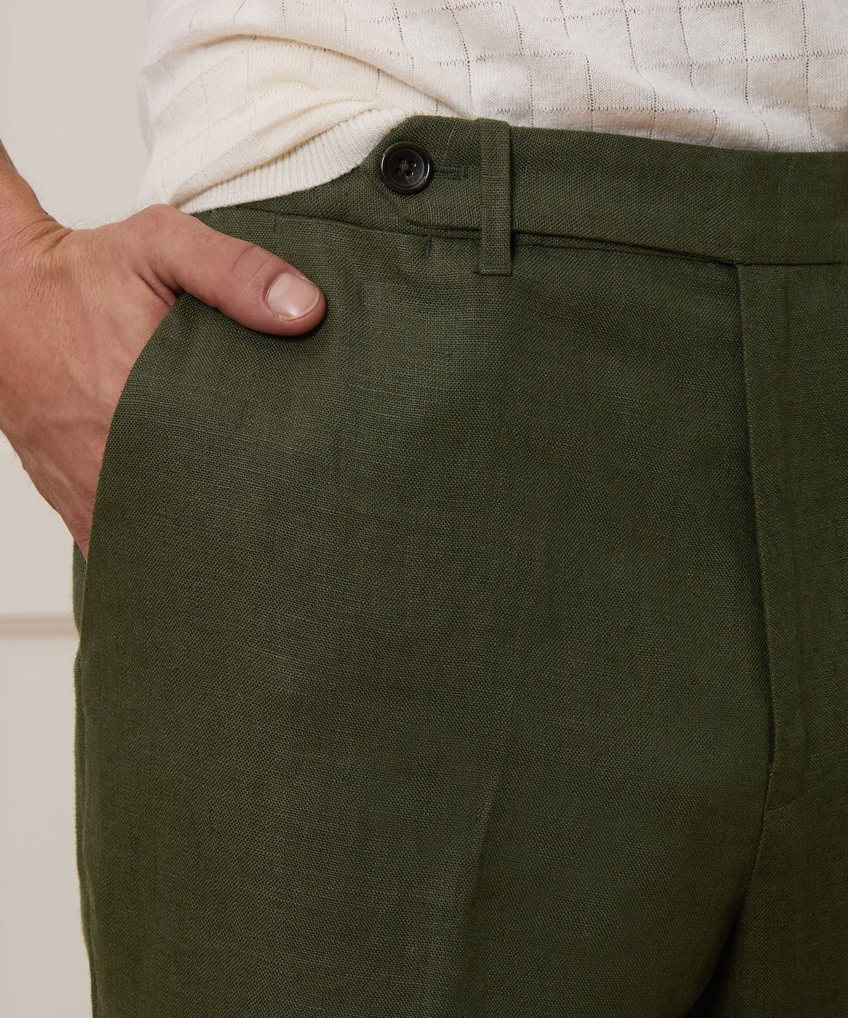 Todd Snyder Straight Fit Linen Tab Trouser - Green Laurel