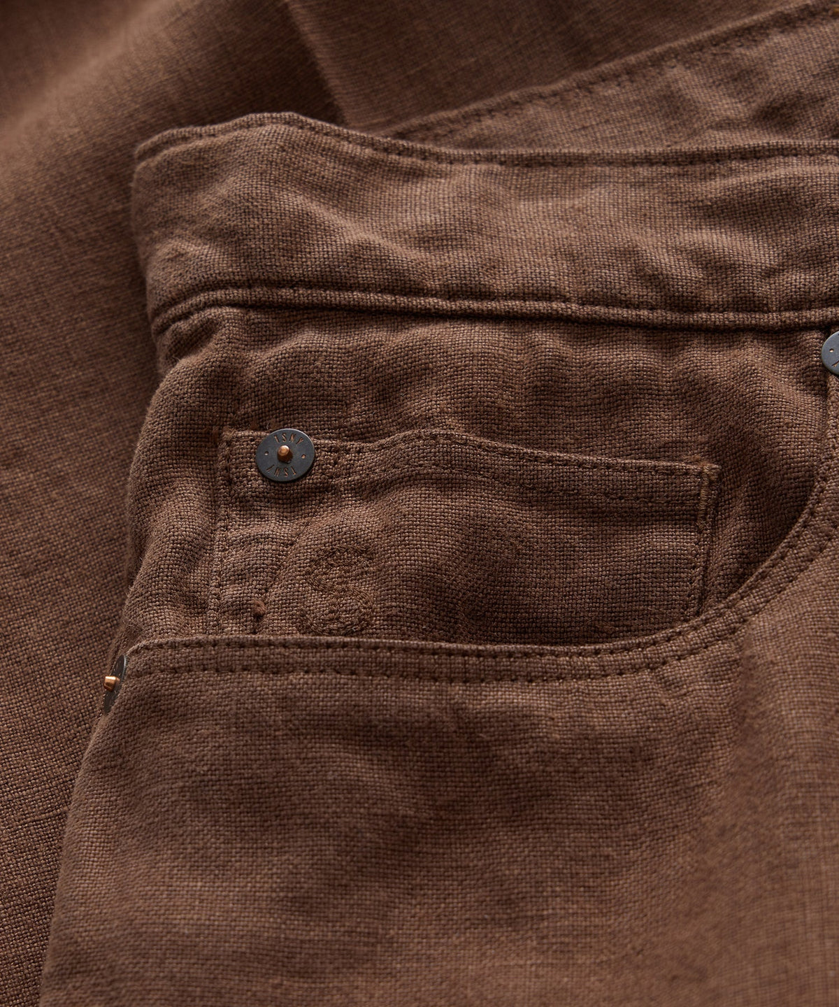 Todd Snyder Straight Fit 5-Pocket Linen Pant - Cigar