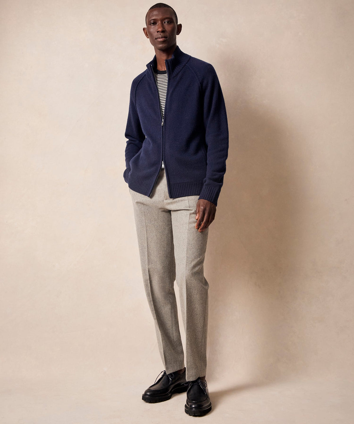 Todd Snyder Nomad Cashmere Full-Zip Sweater - Navy