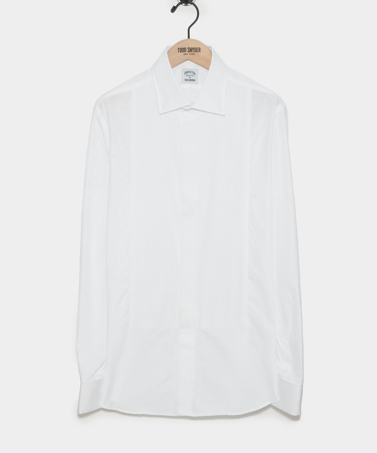 Todd Snyder Hamilton + Todd Snyder Cotton Pleated Spread Collar Tuxedo Shirt - White