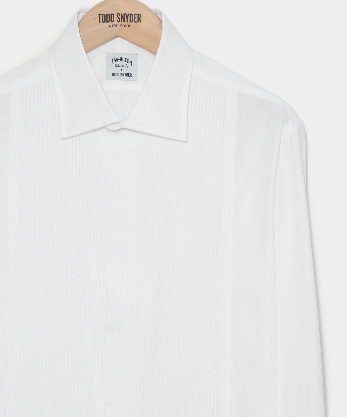 Todd Snyder Hamilton + Todd Snyder Cotton Pleated Spread Collar Tuxedo Shirt - White