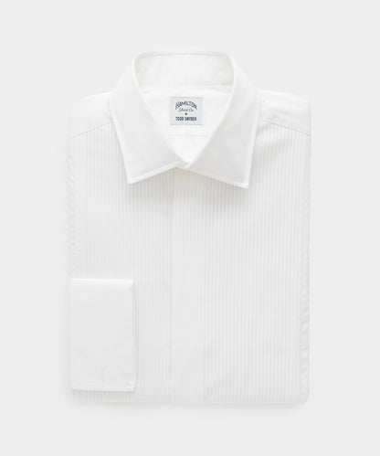Todd Snyder Hamilton + Todd Snyder Cotton Pleated Spread Collar Tuxedo Shirt - White
