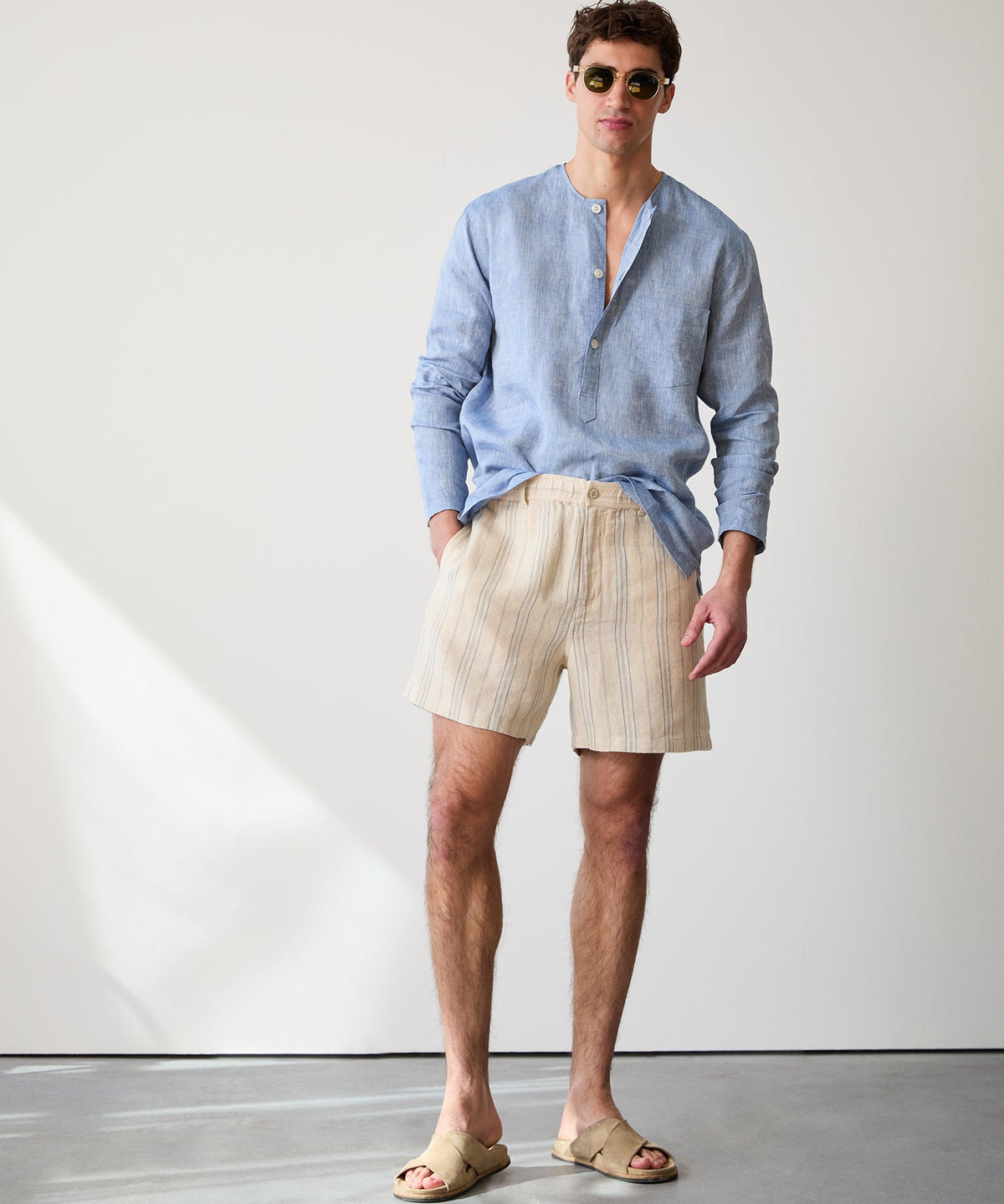 Todd Snyder 5" Linen Beachcomber Short - Cream