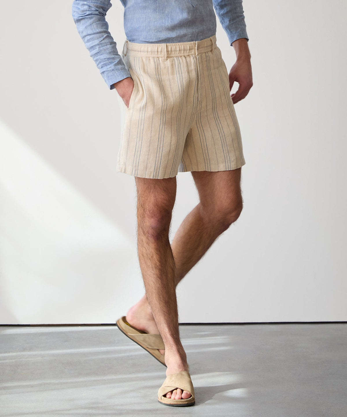 Todd Snyder 5" Linen Beachcomber Short - Cream