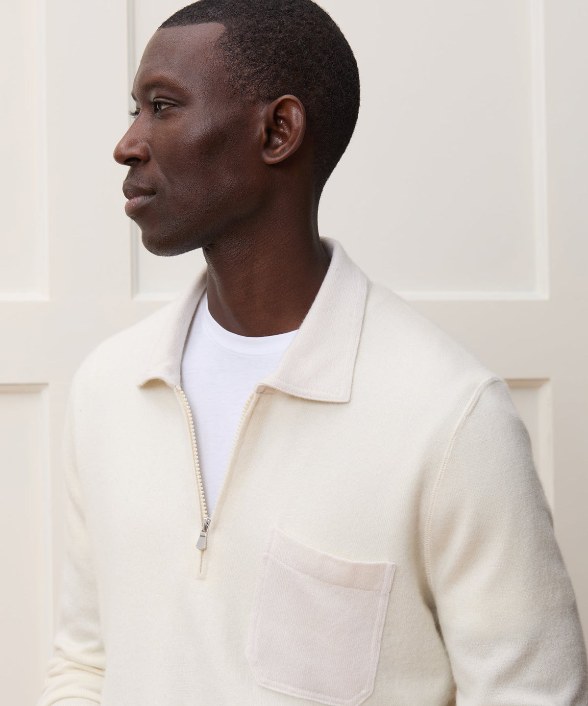Todd Snyder Italian Cashmere Half-Zip Sweater Polo - Bisque
