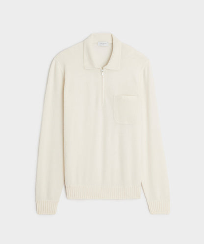 Todd Snyder Italian Cashmere Half-Zip Sweater Polo - Bisque