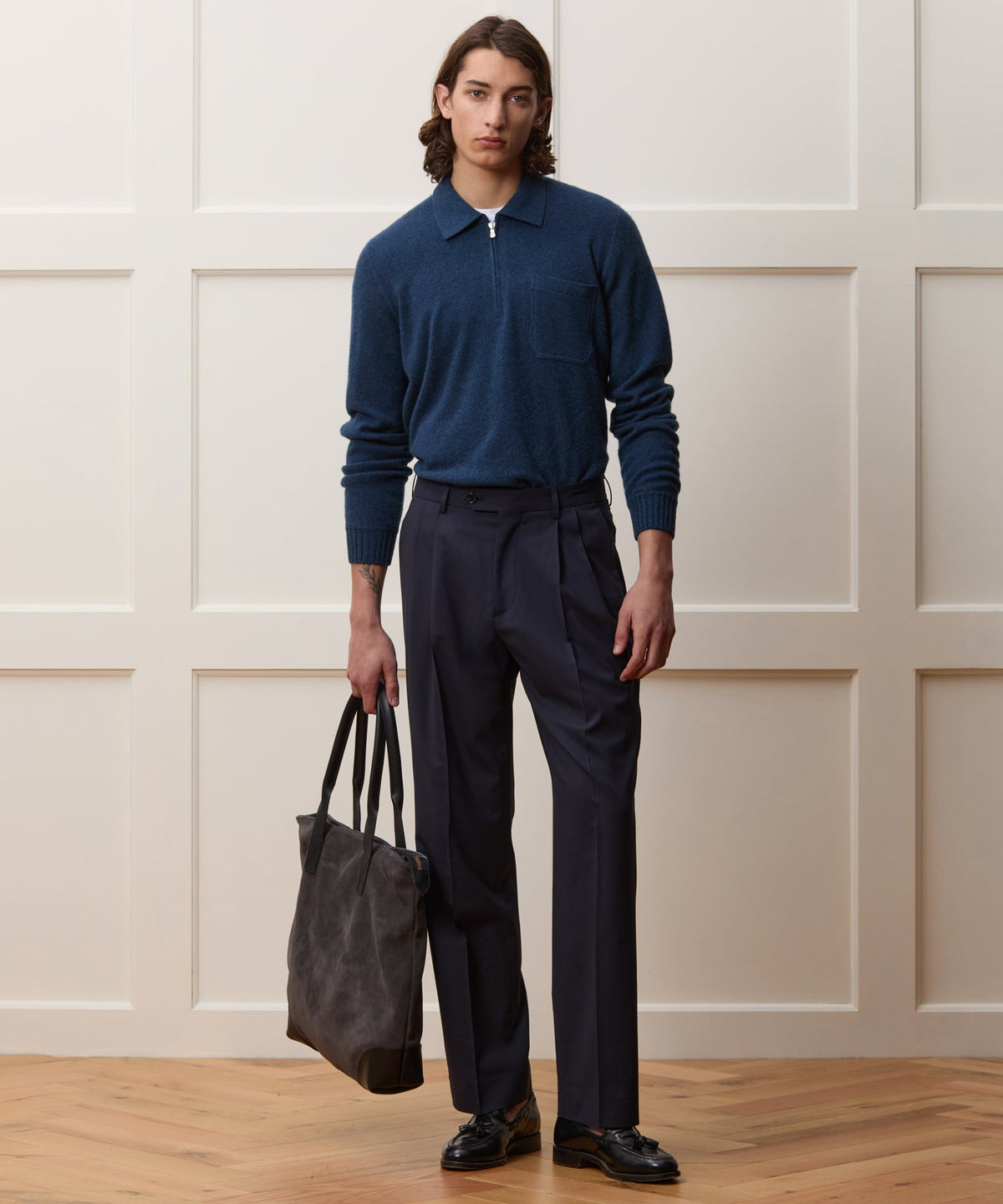 Todd Snyder Italian Cashmere Half-Zip Sweater Polo - Navy