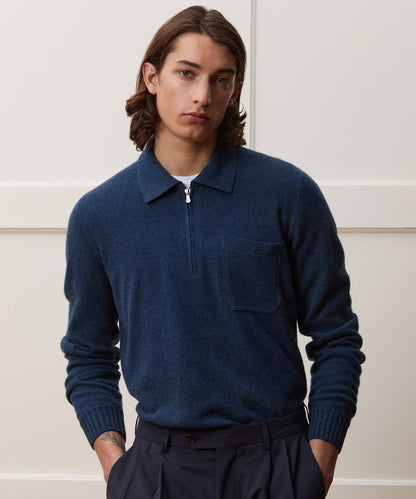 Todd Snyder Italian Cashmere Half-Zip Sweater Polo - Navy
