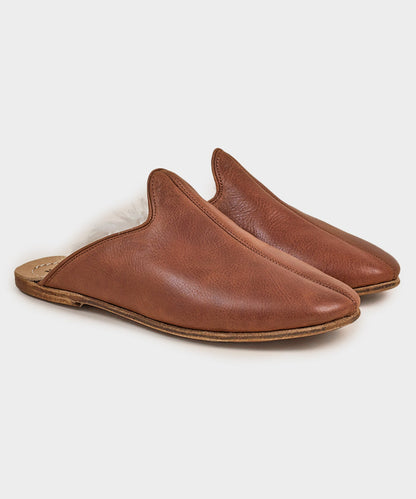 Todd Snyder Sabah Baba Leather Shearling Slide - Brown