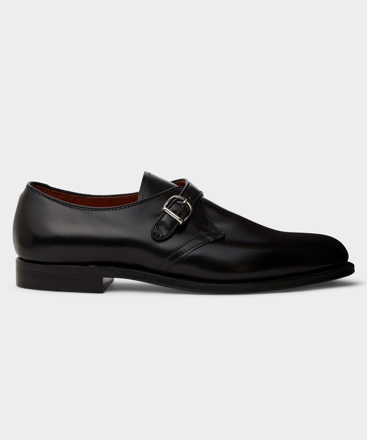 Todd Snyder Alden Plain Toe Monk Strap Shoe - Black