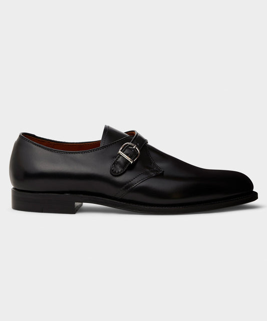 Todd Snyder Alden Plain Toe Monk Strap Shoe - Black