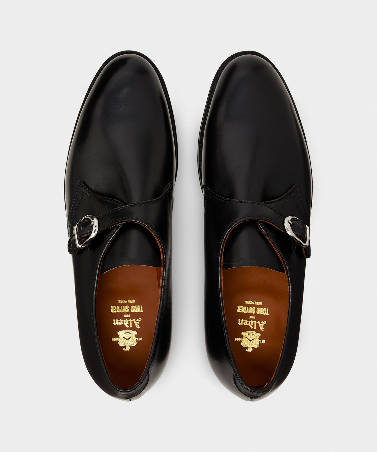 Todd Snyder Alden Plain Toe Monk Strap Shoe - Black
