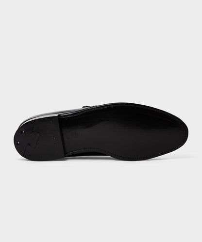 Todd Snyder Alden Plain Toe Monk Strap Shoe - Black