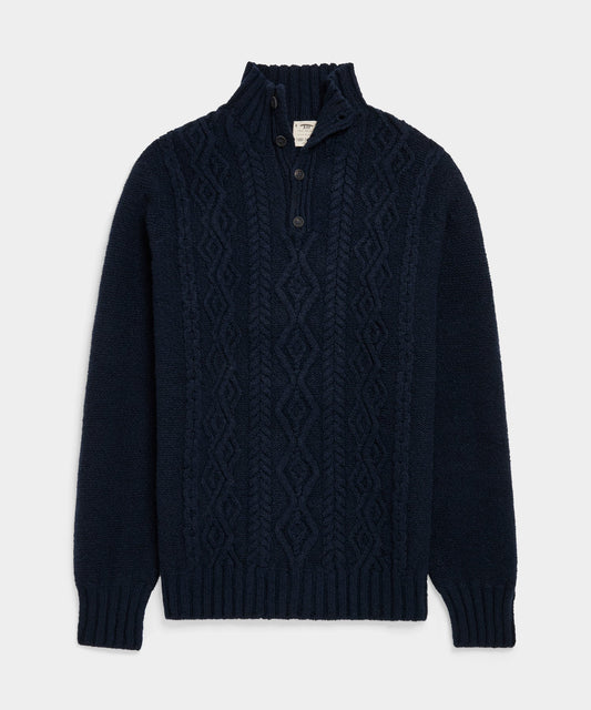 Todd Snyder TS x Inis Meáin 50-Year Aran Mockneck Sweater - Navy