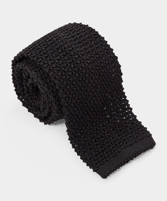 Todd Snyder Italian Silk Wide Knit Tie - Black
