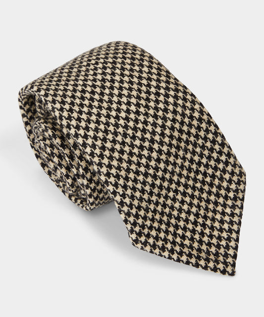 Todd Snyder Houndstooth Flannel Wool Tie - Cream