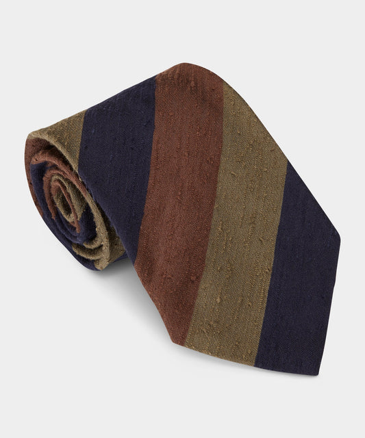 Todd Snyder Jumbo Repp Striped Silk Tie - Olive