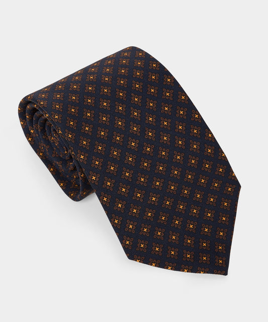 Todd Snyder Italian Medallion Silk Tie - Navy
