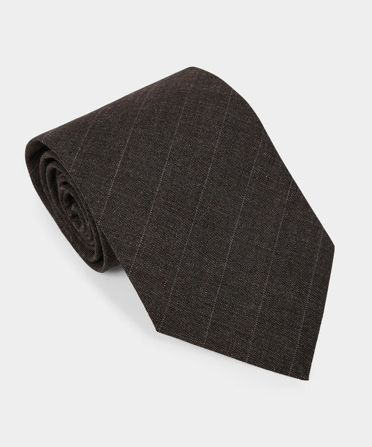 Todd Snyder Italian Wool-Linen Stripe Tie - Brown