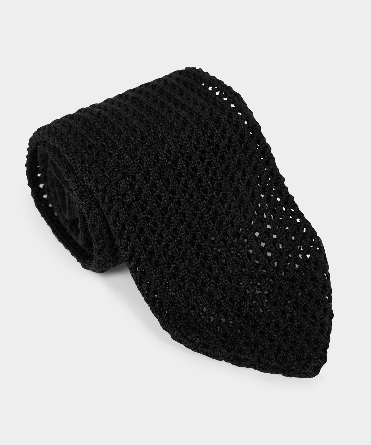 Todd Snyder Italian Cotton Open Weave Knit Tie - Black