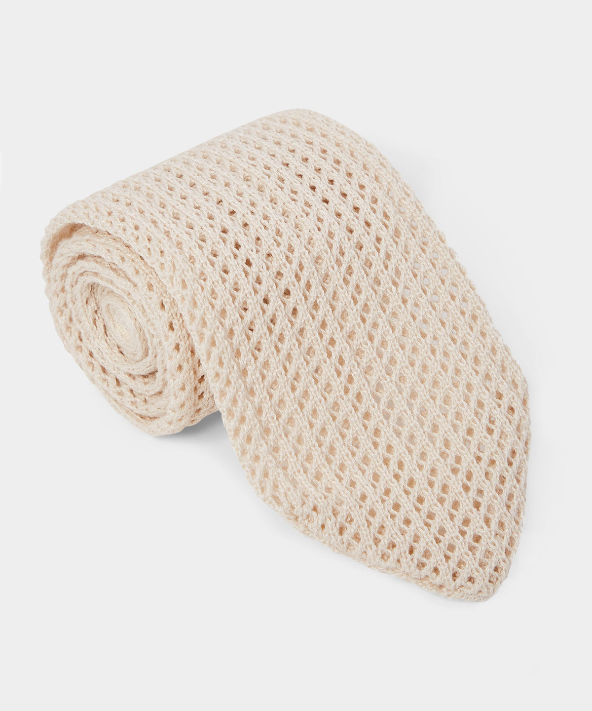 Todd Snyder Italian Cotton Open Weave Knit Tie - Cream