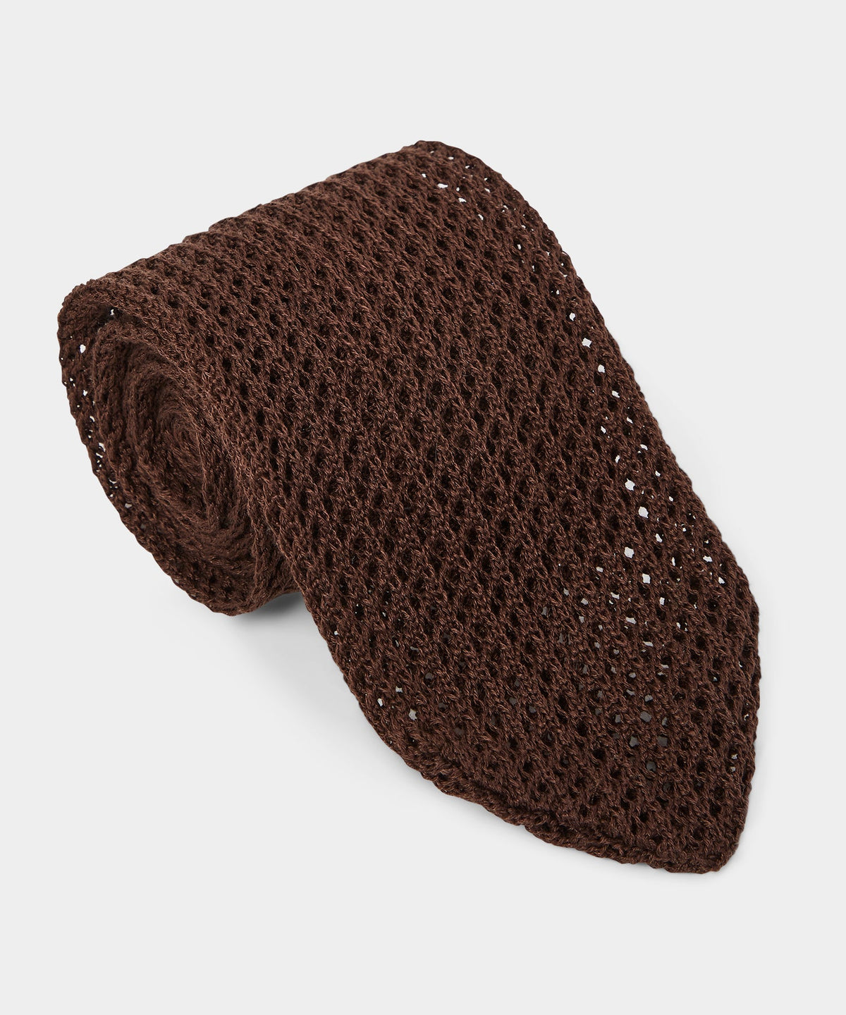 Todd Snyder Italian Cotton Open Weave Knit Tie - Dark Brown