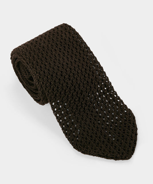 Todd Snyder Italian Cotton Open Weave Knit Tie - Dark Green