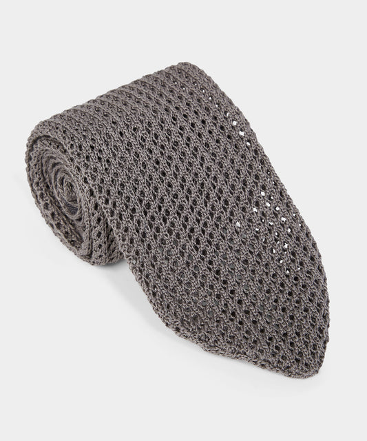 Todd Snyder Italian Silk Open Weave Knit Tie - Light Grey