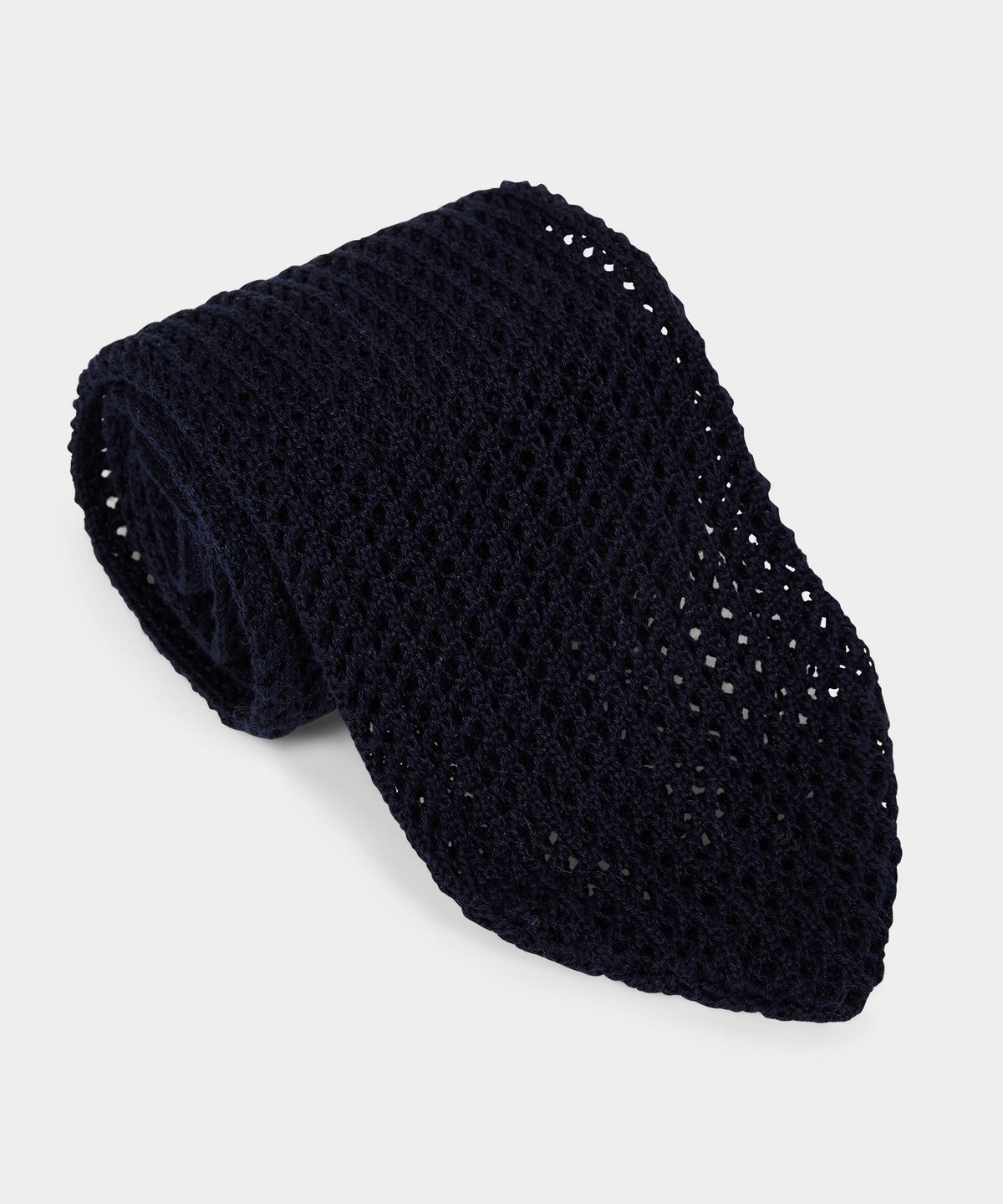 Todd Snyder Italian Cotton Open Weave Knit Tie - Navy