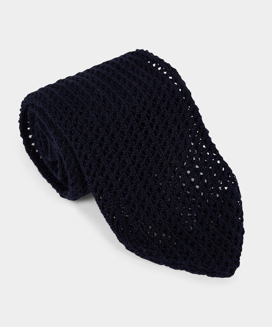Todd Snyder Italian Cotton Open Weave Knit Tie - Navy