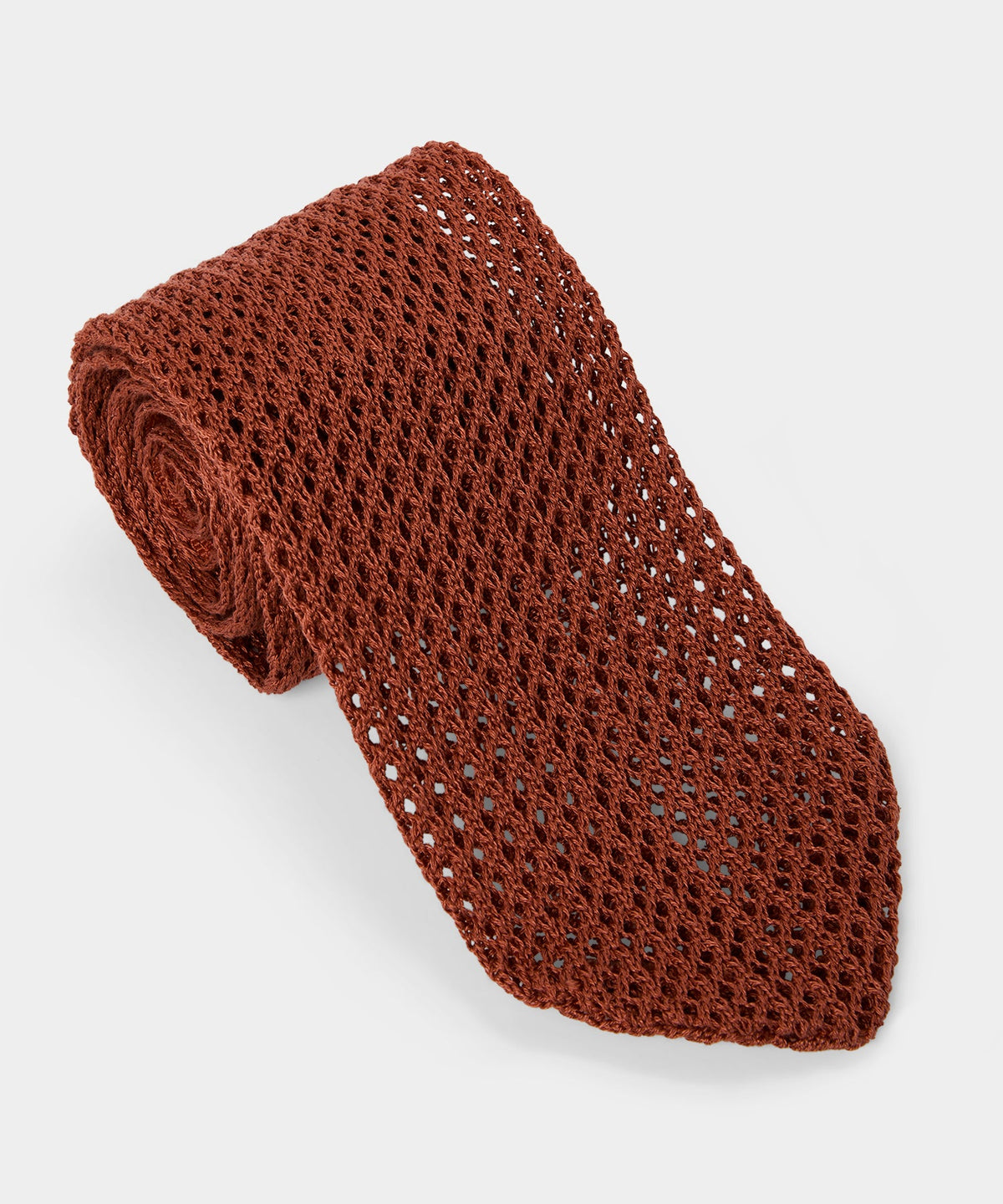 Todd Snyder Italian Cotton Open Weave Knit Tie - Rust