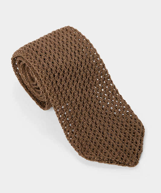 Todd Snyder Italian Cotton Open Weave Knit Tie - Sand