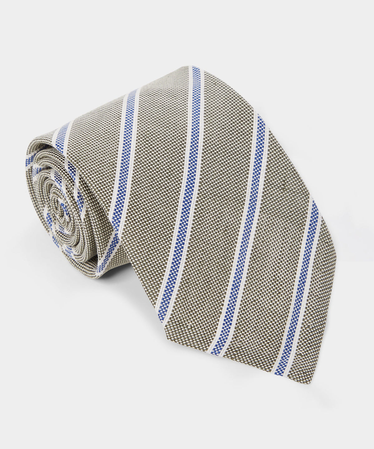 Todd Snyder Italian Cotton Regimental Striped Tie - Olive