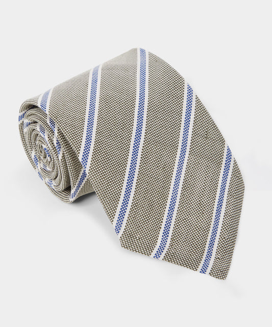 Todd Snyder Italian Cotton Regimental Striped Tie - Olive