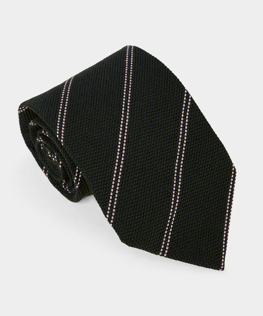 Todd Snyder Italian Silk-Wool Grenadine Stripe Tie - Emerald Green