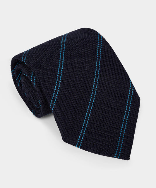 Todd Snyder Italian Wool-Silk Stripe Tie - Navy