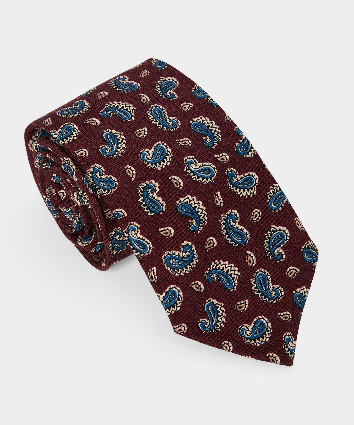 Todd Snyder Italian Wool-Silk Paisley Tie - Burgundy