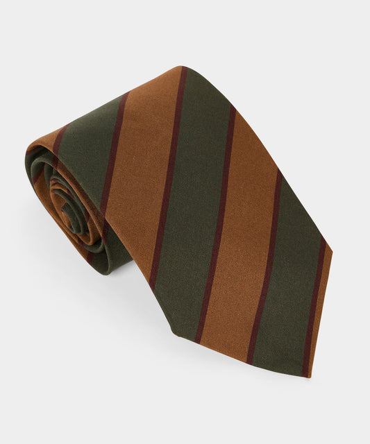 Todd Snyder Italian Silk Repp Stripe Tie - Olive