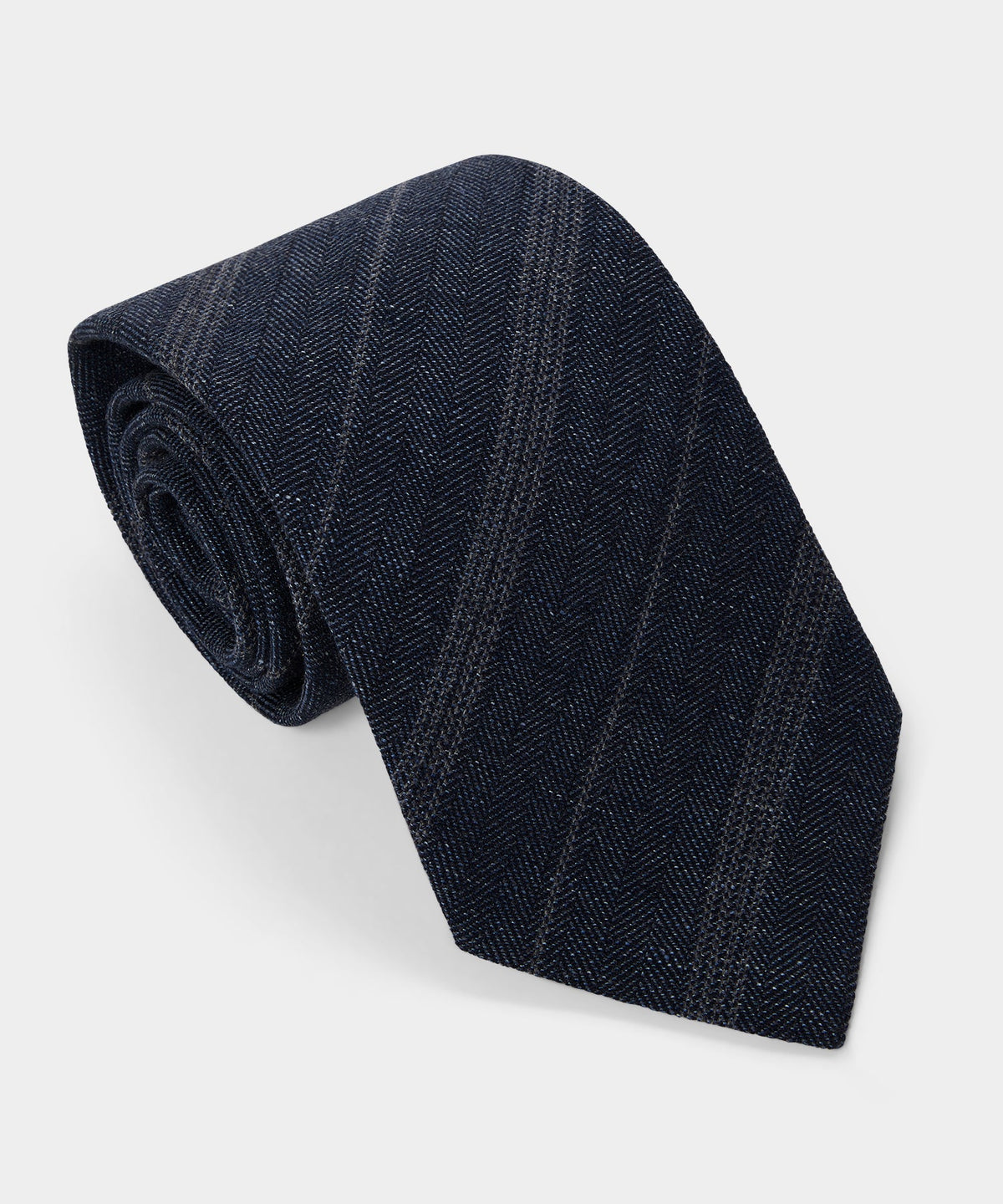 Todd Snyder Italian Wool-Linen Stripe Tie - Navy