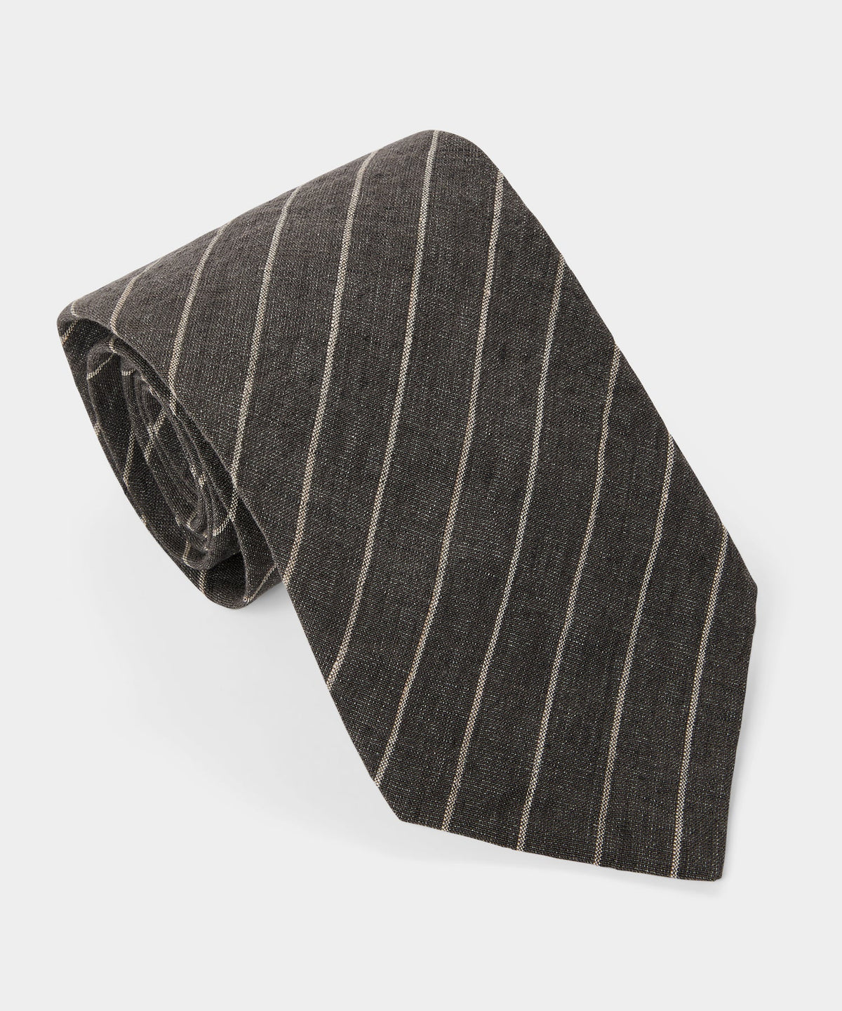 Todd Snyder Italian Linen-Cotton Stripe Tie - Brown