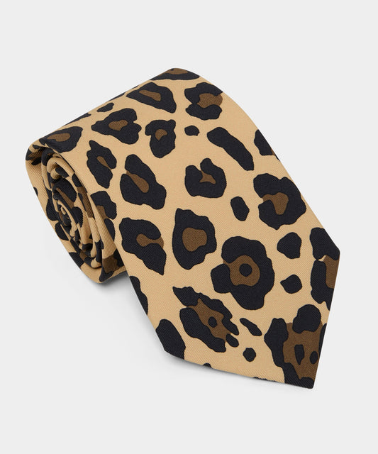 Todd Snyder Italian Silk Leopard Tie - Brown