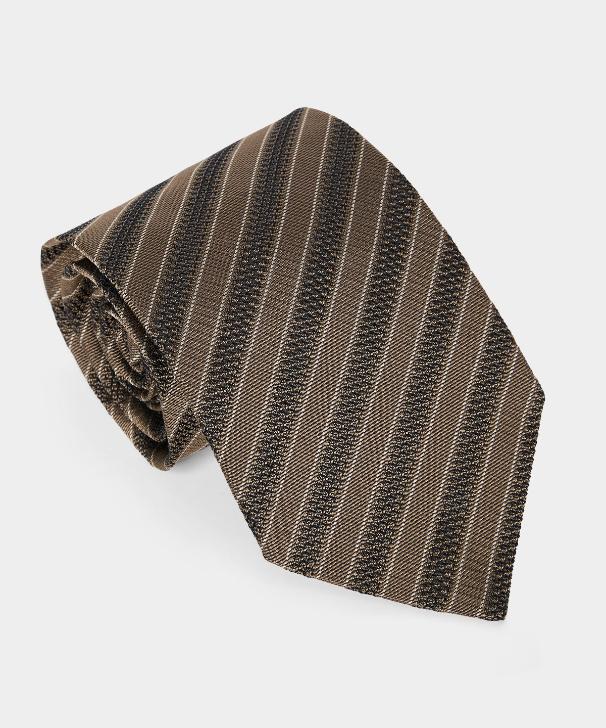 Todd Snyder Italian Silk Stripe Tie - Taupe