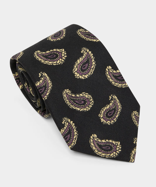 Todd Snyder Italian Silk Dark Paisley Tie - Black