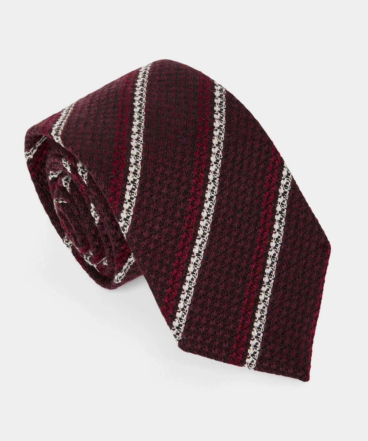 Todd Snyder Italian Wool Regimental Stripe Tie - Burgundy