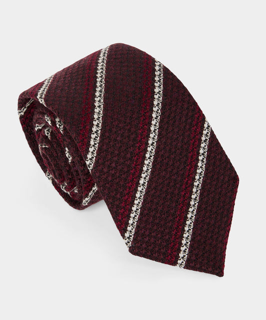 Todd Snyder Italian Wool Regimental Stripe Tie - Burgundy