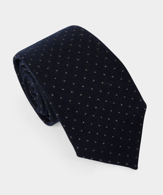Todd Snyder Italian Wool Pindot Tie - Navy